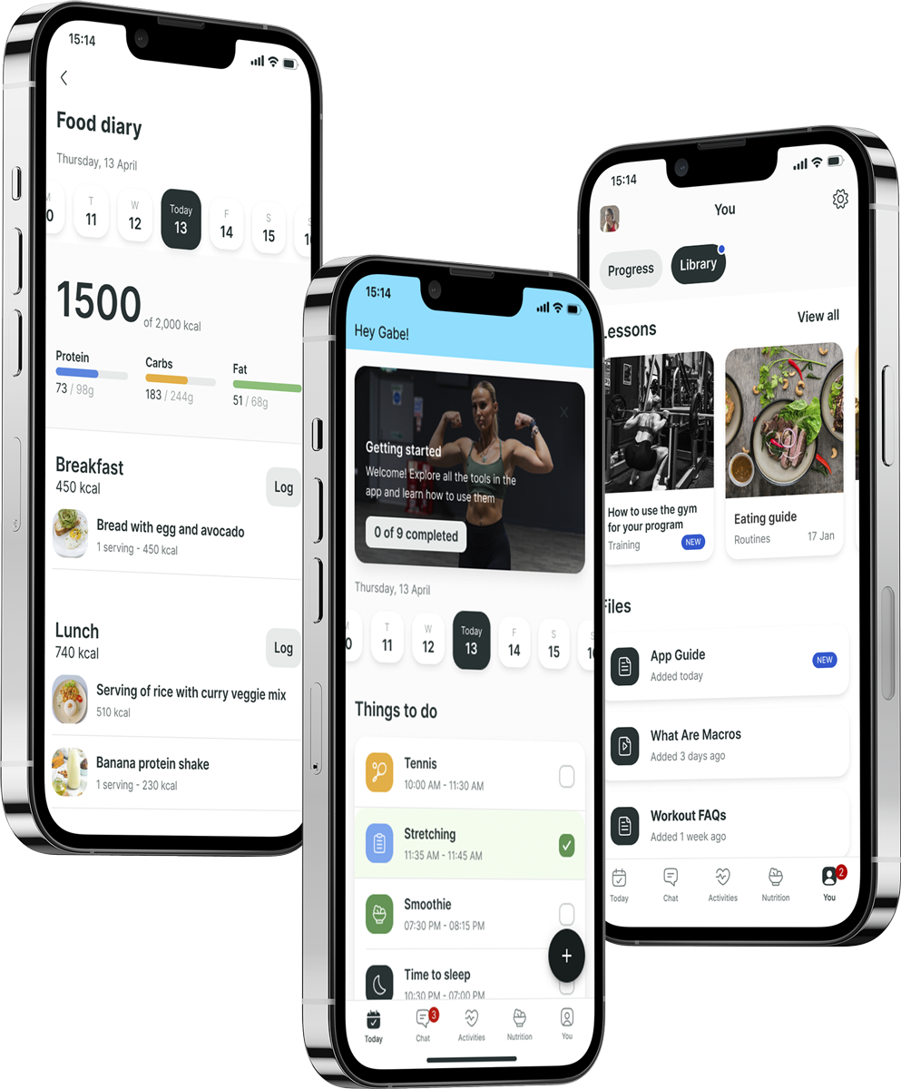 A mockup of the coaching app showcasing the features.